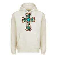 Oatmeal Heather cowhide gemstone  cross Premium Hoodie - JahusDesignShop