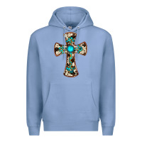 Colony Blue cowhide gemstone  cross Premium Hoodie - JahusDesignShop