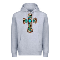 Heather Grey cowhide gemstone  cross Premium Hoodie - JahusDesignShop