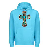Ocean Blue cowhide gemstone  cross Premium Hoodie - JahusDesignShop