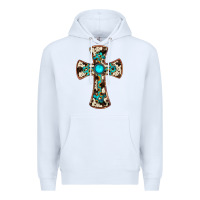 White cowhide gemstone  cross Premium Hoodie - JahusDesignShop