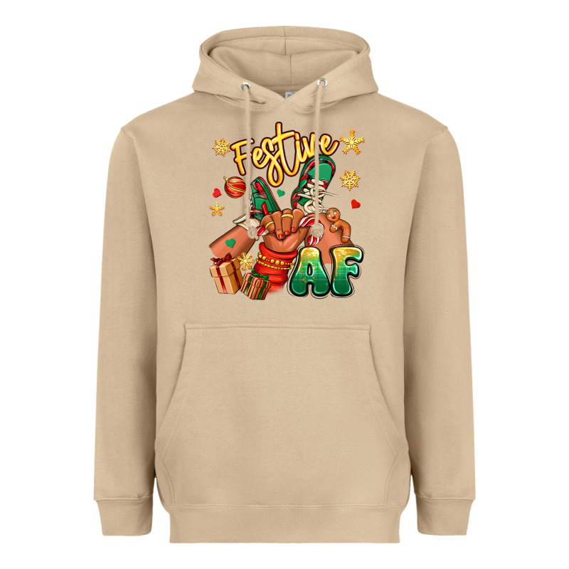 Festive Af Christmas Black Kid Sneakers Heavyweight Hoodie by RanaPortraitStore | Teevron