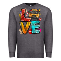 Charcoal Heather love school bus Premium Sweatshirt - texasbilliewilder