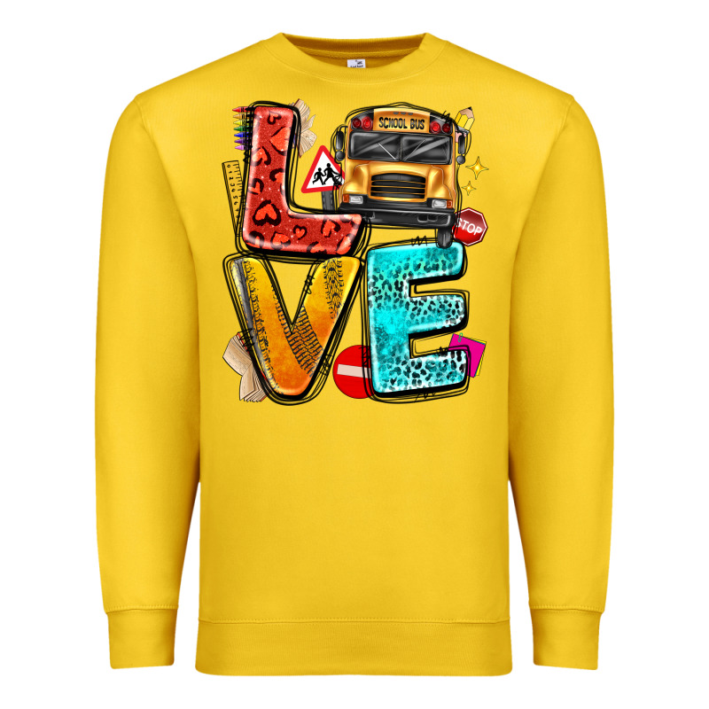 Love School Bus Premium Sweatshirt by texasbilliewilder | Teevron