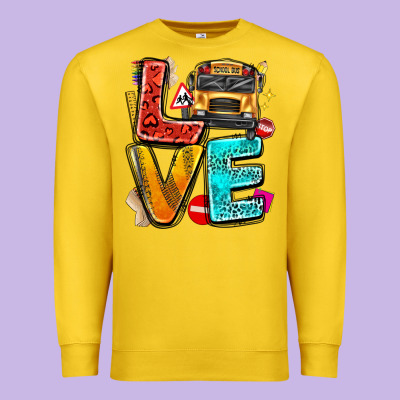 Love School Bus Premium Sweatshirt Designed By Texasbilliewilder