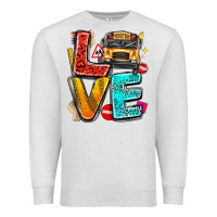 Oatmeal Heather love school bus Premium Sweatshirt - texasbilliewilder