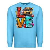 Ocean Blue love school bus Premium Sweatshirt - texasbilliewilder