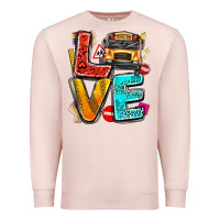 Pale Pink love school bus Premium Sweatshirt - texasbilliewilder