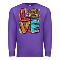 Purple love school bus Premium Sweatshirt - texasbilliewilder