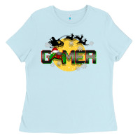 Baby Blue Christmas gamer Ladies Tee - BarkalooDesign