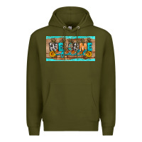 Army Green Welcome Fall Premium Hoodie - Artiststas