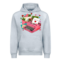Heather Grey pink typewriter and letters Urban Hoodie - AdoDesignShop