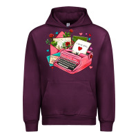 Mauve Wine pink typewriter and letters Urban Hoodie - AdoDesignShop