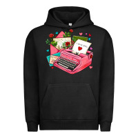 Pigment Black pink typewriter and letters Urban Hoodie - AdoDesignShop