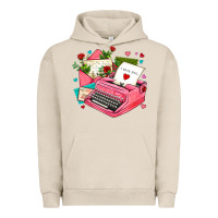 Pigment French Oak pink typewriter and letters Urban Hoodie - AdoDesignShop