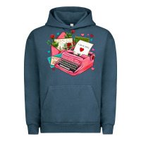 Pigment Midnight Navy pink typewriter and letters Urban Hoodie - AdoDesignShop
