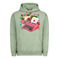 Pigment Oil Green pink typewriter and letters Urban Hoodie - AdoDesignShop