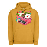 Pigment Peanut Butter pink typewriter and letters Urban Hoodie - AdoDesignShop