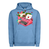 Pigment Pebble Blue pink typewriter and letters Urban Hoodie - AdoDesignShop