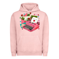 Pigment Salmon pink typewriter and letters Urban Hoodie - AdoDesignShop