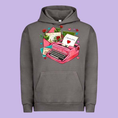 Pink Typewriter And Letters Urban Hoodie Designed By Adodesignshop