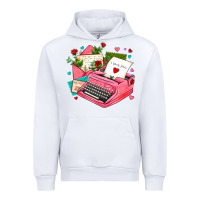 White pink typewriter and letters Urban Hoodie - AdoDesignShop