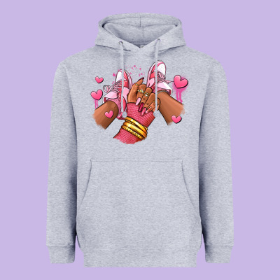 Heavyweight Hoodie valentines day afro girl sneakers