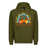 Army Green Welcome Fall Rainbow Premium Hoodie - Artiststas