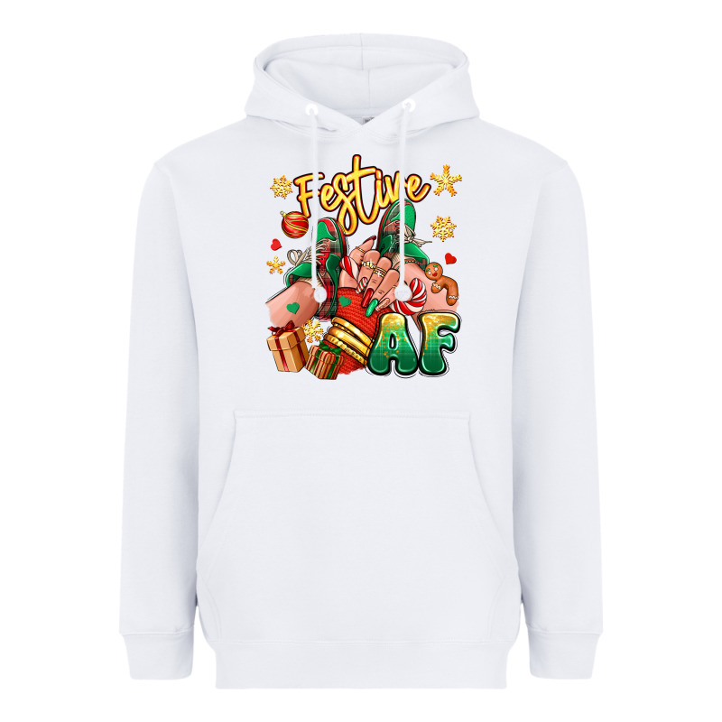 Festive Af Christmas Caucasian Girl Sneakers Heavyweight Hoodie by RanaPortraitStore | Teevron