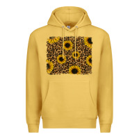 Antique Gold leopard sunflowers background Premium Hoodie - RanaPortraitStore