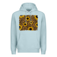 Blue Mist leopard sunflowers background Premium Hoodie - RanaPortraitStore