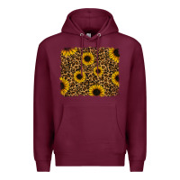 Burgundy leopard sunflowers background Premium Hoodie - RanaPortraitStore