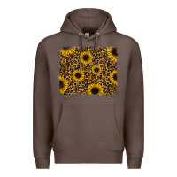 Coffee leopard sunflowers background Premium Hoodie - RanaPortraitStore