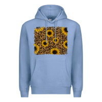 Colony Blue leopard sunflowers background Premium Hoodie - RanaPortraitStore