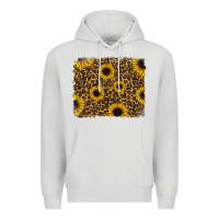 Dove Grey leopard sunflowers background Premium Hoodie - RanaPortraitStore