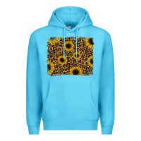 Ocean Blue leopard sunflowers background Premium Hoodie - RanaPortraitStore
