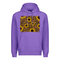 Purple leopard sunflowers background Premium Hoodie - RanaPortraitStore
