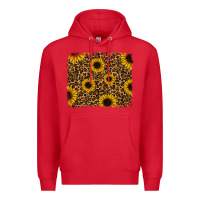 Red leopard sunflowers background Premium Hoodie - RanaPortraitStore