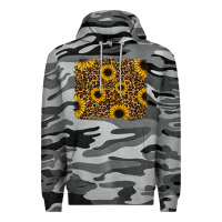 Slate Camo leopard sunflowers background Premium Hoodie - RanaPortraitStore