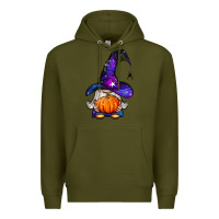 Army Green witch gnome with pumpkin Premium Hoodie - BundleAndBundleShop