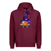 Burgundy witch gnome with pumpkin Premium Hoodie - BundleAndBundleShop