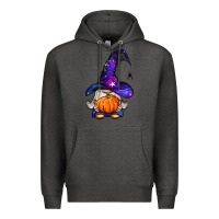 Charcoal Heather witch gnome with pumpkin Premium Hoodie - BundleAndBundleShop