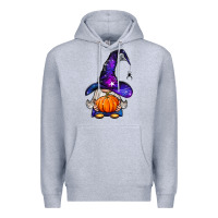 Heather Grey witch gnome with pumpkin Premium Hoodie - BundleAndBundleShop