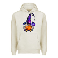 Oatmeal Heather witch gnome with pumpkin Premium Hoodie - BundleAndBundleShop