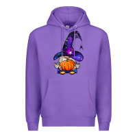 Purple witch gnome with pumpkin Premium Hoodie - BundleAndBundleShop