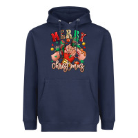 Navy Merry Christmas Caucasian girl sneakers Heavyweight Hoodie - RanaPortraitStore