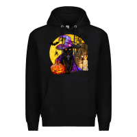 Black black witch cat coffin and moon Premium Hoodie - BundleAndBundleShop