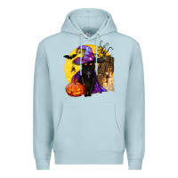 Blue Mist black witch cat coffin and moon Premium Hoodie - BundleAndBundleShop