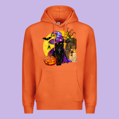 Black Witch Cat Coffin And Moon Premium Hoodie Designed By Bundleandbundleshop