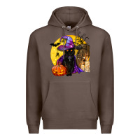 Coffee black witch cat coffin and moon Premium Hoodie - BundleAndBundleShop